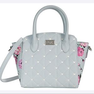 Betsey Johnson embroidered hearts & floral satchel